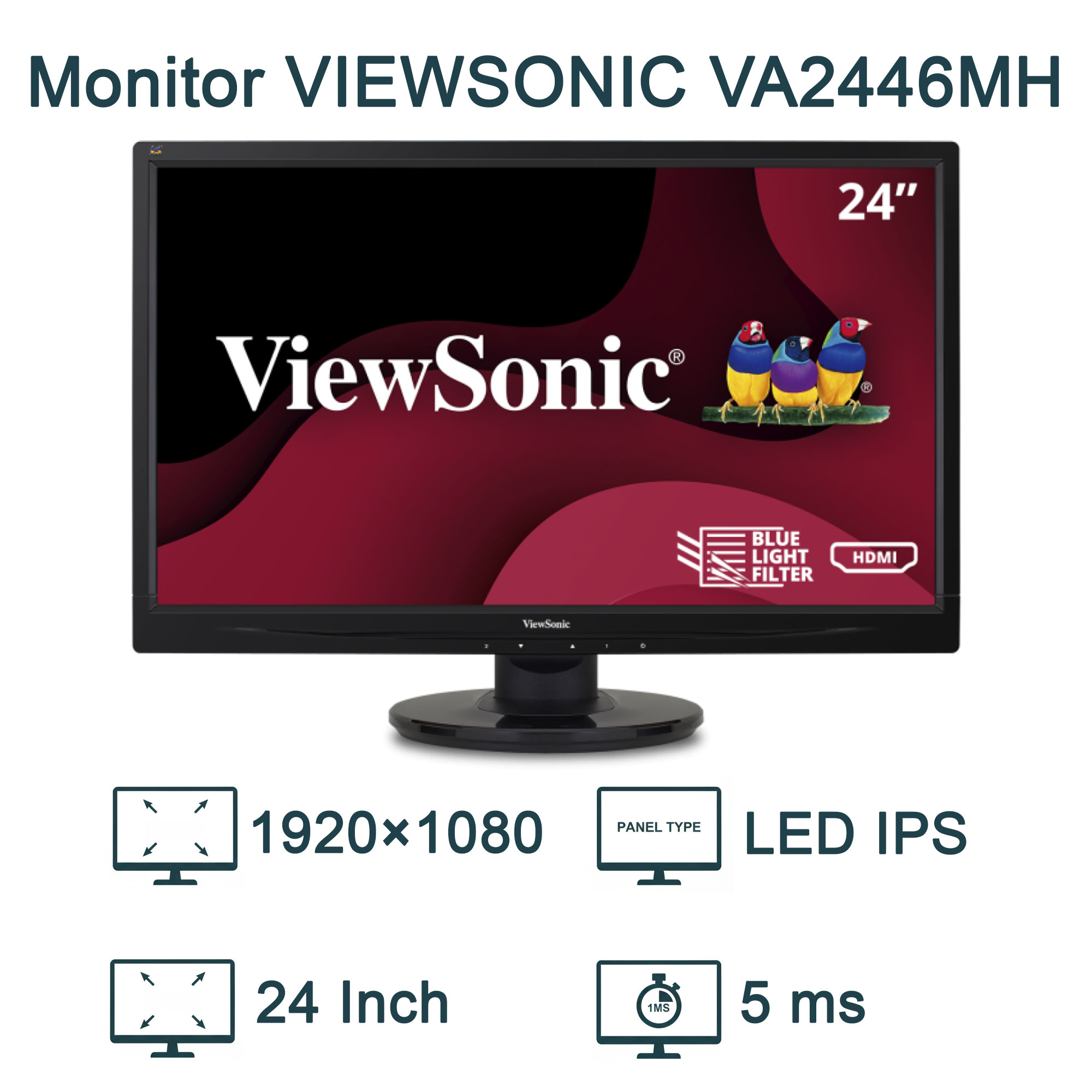 مانیتور استوک ویو سونیک 24 اینچ مدل VIEWSONIC VA2446MH